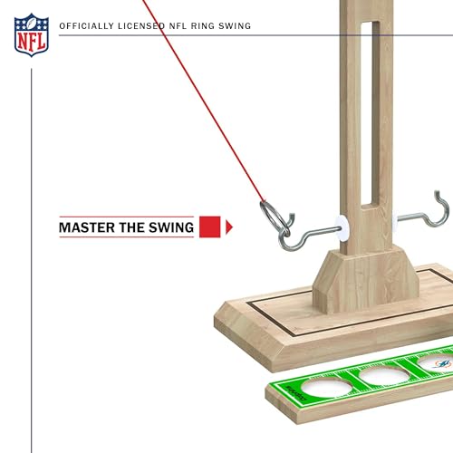 Wild Sports NFL Miami Dolphins Wooden Ring Swing Battle - Head-to-Head Ring Toss Hook & Ring Game for NFL Fans