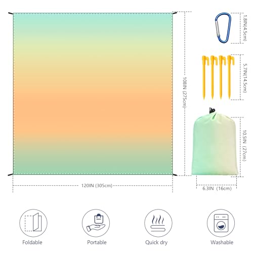 AISPARKY Beach Blanket Waterproof Sandproof Extra Large, Oversized Beach Mat, Quick Drying&Compact&Lightweight, Picnic Blankets Vacation Essentials for Outdoor Beach Camping (108" X 120" (8 Person)) - color: Gradient - California, size: 10' x 9'