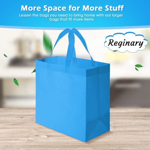 Reginary 100 PCS Reusable Totes Bags - Non Woven Grocery Handle Bags for Shop Events & Retail Store(Sky Blue) - color: Sky Blue