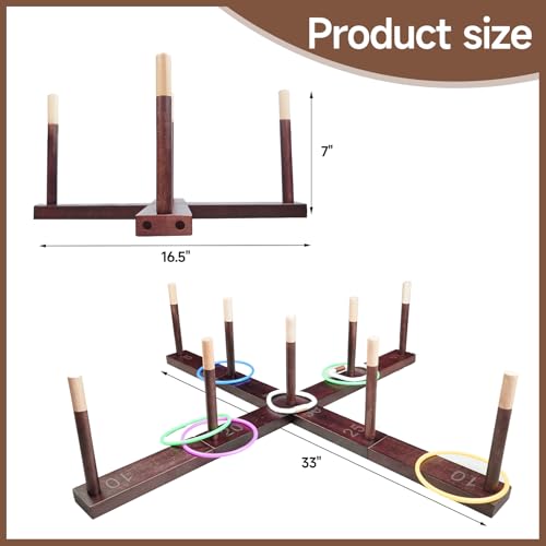 Westant Ring Toss Game Outdoor - 33" Extra Large Outdoor Games for Adults and Family, Beechwood Giant Backyard Games, Ring Toss Game for Adults and Kids with 30 Rings & Carrying Bag - color: Chestnut