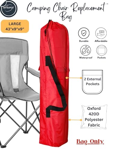 Replacement Bag for Folding Camping Chair, Portable Camp Chair, Hammock, Yoga Mat, Umbrella, Tents, Tripods, Fishing Poles - 420D Oxford Polyester Fabric - color: Red, size: Large 43"x9"x9"