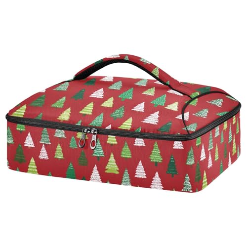 Casserole Carriers for Hot or Cold Food Reusable Casserole Dish Carrier Insulated Thermal Large Capacity Durable Perfect for Party Camping Family Gatherings Yellow Fish - color: Christmas Trees White Green