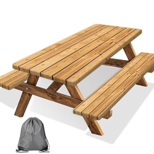 Rustic Brown Wooden Board Picnic Table Cover with Bench Covers, Farmhouse Rural Country Wood Waterproof Tablecloth for Patio Camping Indoor Outdoor Party Decorations with Drawstring Bag, 30X60in, 3PCS - color: Multi2, size: 60in