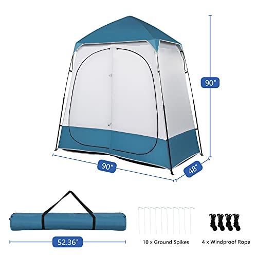 Portable Pop Up Shower Privacy Tent,Lightweight Double Toilet Shower Tents,Changing Room Dressing Tent,Waterproof Camping Shower Tents,with Carry Bag,for Picnic Beach Hiking Fishing (Blue & White) - color: Blue & White