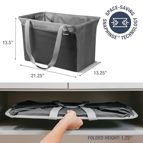 CleverMade EcoBasket Collapsible Tote Basket – Reusable Grocery Tote - color: Gray, size: 64L - 2 Pack