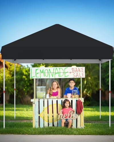10x10 Pop Up Canopy Tent Outdoor Canopy with No Removable Sidewall One-Person Set Up Heavy Duty Commercial Instant Tent Shelter-Black - color: Black, size: 10x10FT/0-Sidewall