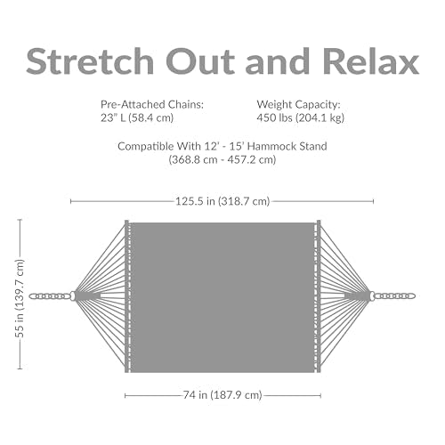 Sunnydaze Quilted Double Hammock for Outside with Spreader Bars and Pillow - 450 lb Capacity, 74x55 Inch Bed, UV Resistant, Quick Dry - Chains Included, Stand Sold Separately - Blue & Green - color: Blue and Green
