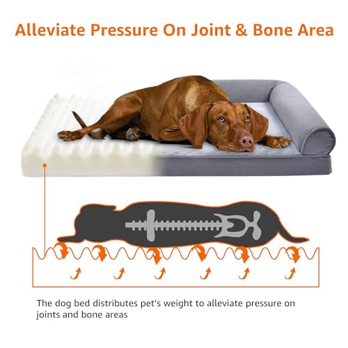 Amazon Basics Living Room Couch Dog Bed with Premium Foam, Non-Slip Bottom, Removable Washable Cover, Supportive Pressure-Relief for Dogs up to 30lbs, Medium (30" x 20"), Grey - color: Grey, size: Medium, style: Sofa-Style Bed