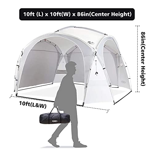 UNP Easy Beach Tent Pop Up Canopy UPF50+ Tent with Side Wall, Ground Pegs, and Stability Poles, Sun Shelter Rainproof, Waterproof for Camping Trips, Backyard Fun, Party Or Picnics - color: White, size: 10 x 10 ft