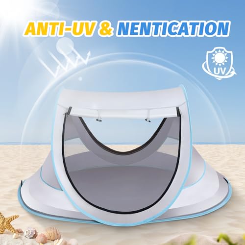 Baby Beach Tent, Pop Up Toddler Travel Bed for Boys or Girls, Sun Shade for Toddler Camping, Infant Portable Sun Shade, Summer Beach Baby - style: Gray Baby Tent