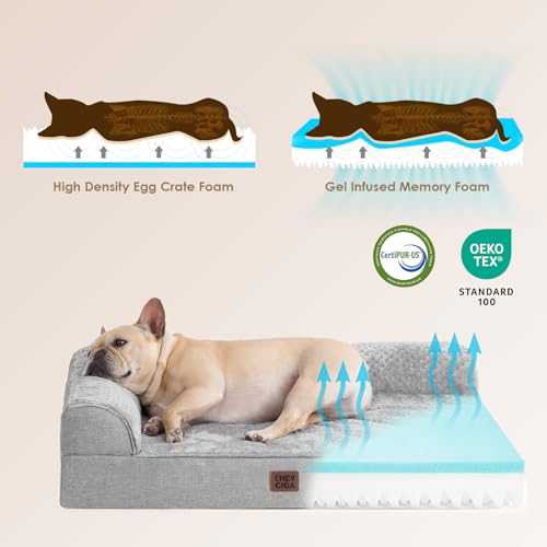 EHEYCIGA XL Dog Bed Memory Foam for Crate, Extra Large Dog Bed Orthopedic with Washable Removable Cover, Waterproof Pet Sofa Couch XLarge Size Dogs, 41x27x6.5, Grey - color: Grey, size: 41.0"L x 27.0"W x 6.5"Th