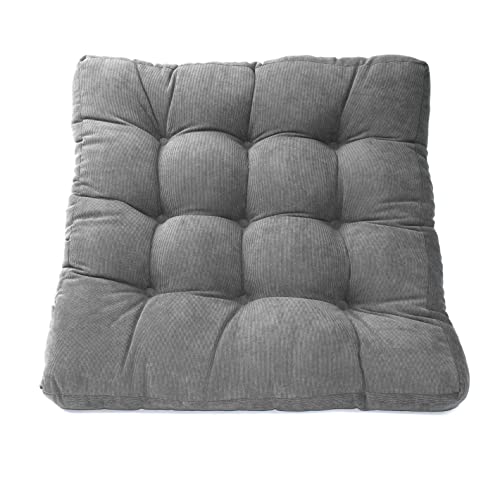 LANITI 24” Inch Extra Large Floor Cushions Tufted Floor Pillow for Adults Square Meditation Ultimate Comfort Oversized Pillows for Floor Cushion (Charcoal) - color: Charcoal