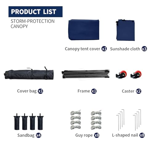 10x10 Pop up Canopy Tent with Sidewalls,Heavy Duty Waterproof Sun Shade Canopy Easy up Canopy with Wheel Bag Commercial Gazebo Tent for Outdoors Parties Vendors Camping Beach (Navy Blue) - color: Navy Blue