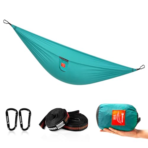HIKEMAN Hammock for Camping Ultralight Hammocks Gear for Outdoors Backpacking Survival or Travel - Portable Lightweight Nylon - Up to 440lbs(Blue) - color: Blue