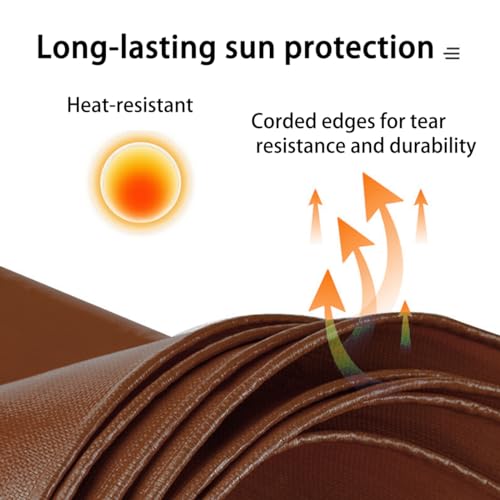 Tarps Heavy Duty Waterproof 12x16ft, 16Mil Poly Tarps with Grommets, UV Resistant, Brown Multipurpose Tarpaulin with Reinforced Edges, Camping, Outdoor Coverings - color: Brown-16mil, size: 12'×16'