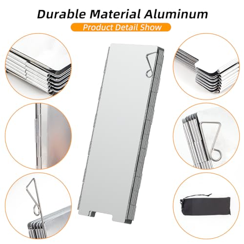 RioRand Folding Ultralight Camping Stove Windscreen Portable Backpacking Stove Windshield, Backpack Windscreen for Butane/Backpacking Stoves Camp Windshield for Outdoor Camping Hiking BBQ (10 Plates) - size: 10 Plates