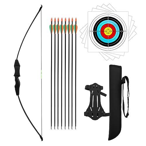 Dostyle 44" Bow and Arrow Set for Kids Children Outdoor Youth Recurve Bow Junior Archery Training for Kids Teams Game Gift - color: Black