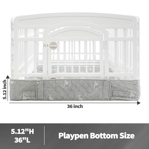 PJYuCien Dog Playpen Bottom Pad Fits for 36 Inch 4 Panels Exercise Pet Pen, Using as a Fence Stabilization and Puppy Pen Mat, Hoop and Loop Design, Grey (Playpen Not Included) - style: Grey Bottom, 36"Width, Grey ( Adhesive Tape Connections )