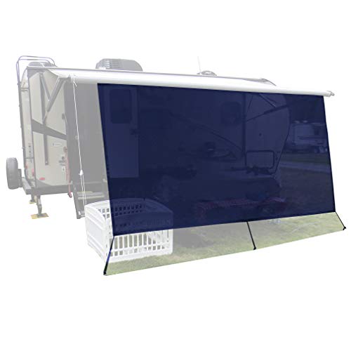 Tentproinc RV Awning Sun Shade Screen 7' X 13' 3''(Fit for 14 ft Awning) Mesh Sunshade for Motorhome Camping Trailer Awning Sunscreen Block UV Glare Sunblocker - 3 Year Warranty (Navy Blue) - color: Navy Blue, size: 7' x 13'3'' -Actual Measurement