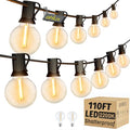 OHLUX Outdoor String Lights,110FT Dimmable Patio Lights with 58 Shatterproof 2200K LED G40 Bulbs(2 Spare),Waterproof Hanging Lights String for Outside Backyard Cafe Porch Deck Porch - size: 110ft