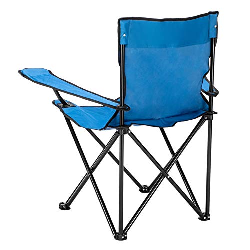 Portable Folding Camping Chair with Arm Rest Cup Holder and Carrying and Storage Bag (Blue)