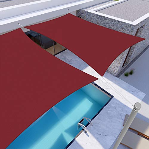 Windscreen4less 16'x16' Waterproof Sun Shade Sail Rectangle Shade Canopy Cover UV Block for Backyard Patio Deck Balcony Pergola Garden (Red) - color: Red, size: 16' x 16'