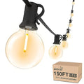 Svater Outdoor String Lights 150 FT, Patio Light with 78 Shatterproof LED Bulbs, Outside Plastic Hanging G40 Globe Lights for Cafe Market Bistro Backyard, Dimmable Warm White 2700K - size: 150ft