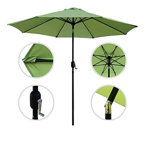 ABBLE Outdoor Patio Umbrella 9 Ft Stripe with Crank and Tilt, Weather Resistant, UV Protective Umbrella, Durable, 8 Sturdy Steel Ribs, Market Outdoor Table Umbrella - Lime Green - color: Lime Green