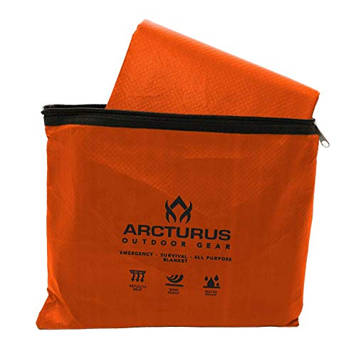 Arcturus Insulated Tarp, Reusable Heavy Duty Thermal Survival Blanket – 60x82in, Reflects 90% Body Heat, Waterproof, Windproof, 3-Layer Design, Reinforced Grommets, Orange - color: Orange
