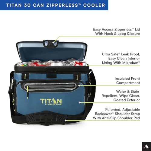 Titan by Arctic Zone Deep Freeze Cooler - Zipperless Hardbody Cooler - Deep Freeze Insulation, HardBody Liner, and SmartShelf - color: Marine Blue, size: 30 Can