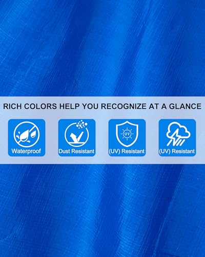 SmoothNovelty 3 Pcs Large Waterproof Tarp 12 x 16 ft Heavy Duty 5.5 Mil Thick Poly Tarpaulin with Grommets Multipurpose Protective Cover for Summer Home Boats Cars Camping RV Pool Tent - color: Green,blue,silver, size: 12 x 16 ft