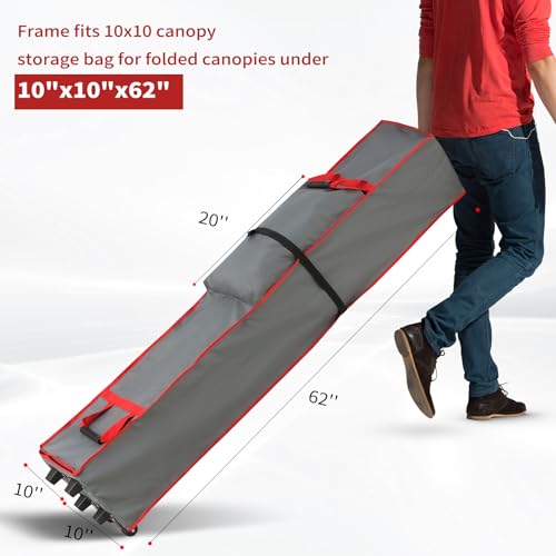 10x10 Pop Up Canopy Tent Storage Bag with Wheels & Handles, Fits Folded Size 10x10x62in, Heavy Duty Replacement Bag for Canopy & Gazebo