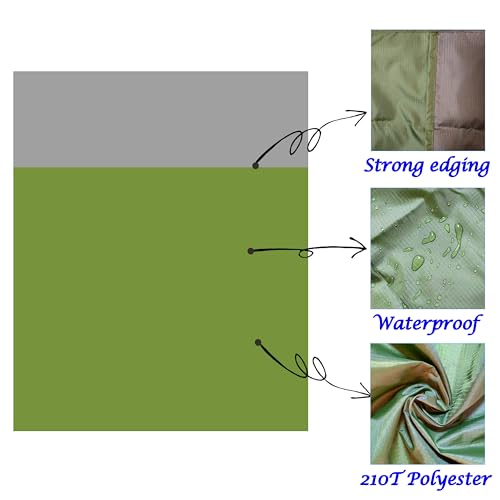 Outdoor Pocket Blanket Extra Large Beach Blanket Sandproof 82″x 78″for 4-6 Adults Compact Foldable Quick Drying Lightweight Picnic Blankets Waterproof with 4 Stakes & Bag (ArmyGreen+Grey) - color: Armygreen+grey
