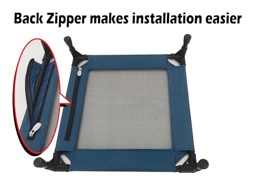 Pozico Elevated Pet Bed with Breathable Mesh for Small Cat and Dog, Raised Cooling Pet Cot for Puppy and Kitty, 18.9x18.9 inch (Navy Blue Bed) - color: Navy Blue Bed