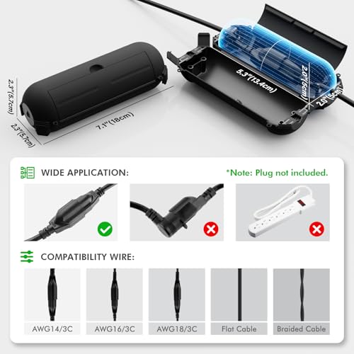 Restmo 4 Pack Mini IP44 Waterproof Outdoor Connection Box with Lockable Latches and Mounting Holes, Weatherproof Extension Cord Safety Cover for Outdoor Plugs, Lights, Cables, Wires, Size Small, Black - color: Black, size: 4 Pack