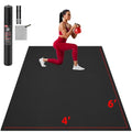 GymCope Extra Large Exercise Mat, 10'x6'/9'x6'/8'x6'/7'x5'/6'x4'(8mm) Thick Workout Mat for Home Gym & Garage Flooring, Shoe-Friendly, High-Density, MMA, HIIT, Weight Lifting, Cardio&Strength - color: 6'x4'x8mm-Black