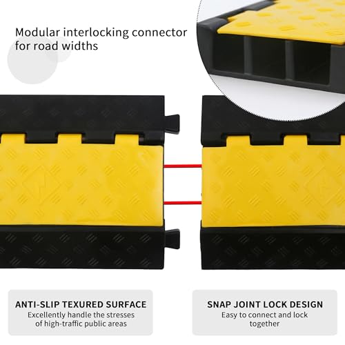 Rubber Cable Ramp Cord Cover Cable Protector Ramps Wire Hose Protective 3 Channel 22000Lbs Load Capacity Traffic Speed Bump for Asphalt Concrete Gravel Driveway Indoor Outdoor, 1 Pack - color: 3 channel-1 pack