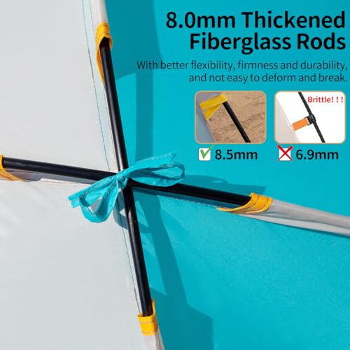 Leader Accessories 2-3 Person Portable Beach Tent, UPF 50+ Beach Shade Tent, Beach Tent Sun Shelter Canopy with Extendable Floor, Blue