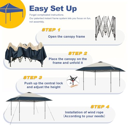 Explore Land 13x13 Pop Up Canopy with One Push Setup Heavy Duty Outdoor Sun Shade Tent for Beach,Camping,Events,Parties(Beige & Navy) - color: Beige & Navy, size: 13x13ft