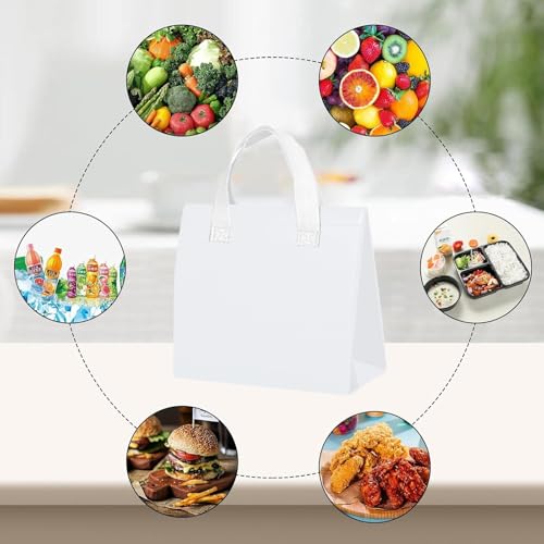 25 Pcs Insulated Take Away Bags Bulk - 6 x 9.5 x 10 Inch Thermal Take Out Bags - Thermal Insulation Cooler Bags - Disposable for Hot and Cold Food, Food Delivery (White) - color: White