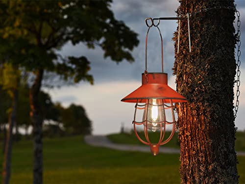 YAKii 2 Pack Solar Lantern Hanging Waterproof Outdoor Metal Solar Lamp with Warm White Light Decorate for Yard Garden Pathway Patio Porch Decor (Red) - style: Red-2pack