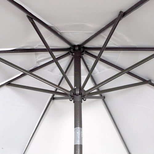 Blissun 9' Outdoor Patio Umbrella, Outdoor Table Umbrella, Yard Umbrella, Market Umbrella with 8 Sturdy Ribs, Push Button Tilt and Crank - color: Grayish White