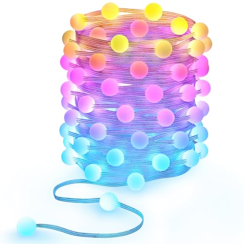 66ft Globe String Lights, 133 LED RGB Color Changing String Fairy Lights, Smart APP & IR Remote Control, 200+ Scene Modes for Bedroom Backdrop Indoor Outdoor Christmas Decorations - size: Globe - 66ft
