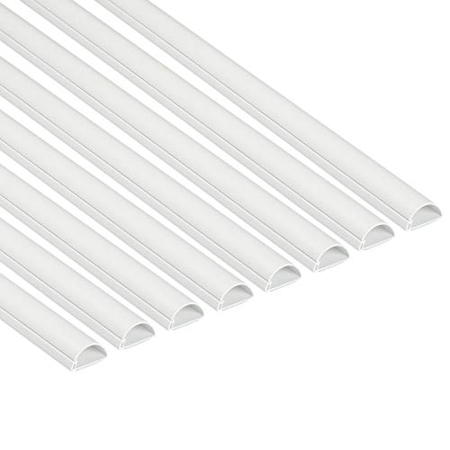 D-Line Half Round Cord Hider, Patented Cable Cover, Hide TV Wall Mount Wires, Raceway for Cords, Decorative Wire Covers, Paintable, Adhesive Cable Concealer - 8X 1.18in W x 0.59in H x 39in L - White - color: White, size: 1.18x0.59in - 8x 39in