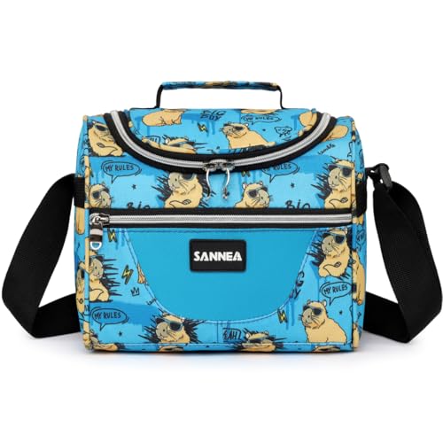 Insulated Cooler Lunch Bag 1.85gal/7L Blue Capibala Theme Reusable Lunch Box Tote for work Picnic Camping Gym Travel - color: 7L Blue Capibala