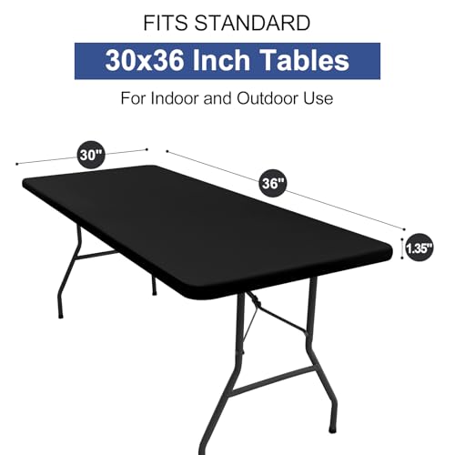 homing Rectangle Table Cloth Cover, Waterproof Polyester Elastic Fitted Tablecloth, FWashable Table Protector for Picnic, Camping, Outdoor (Black, 30" x 36") - color: Black, size: 36" x 30" (Rectangular)