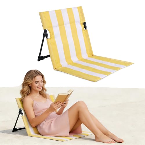 Stripes Foldable Pool Chair,Ultra-Light Portable Beach Chair with Carry Bag for Sunbathing Swimming Poolside Picnic Lawn Road Hiking Trips (1, Yellow and White) - color: Yellow and White