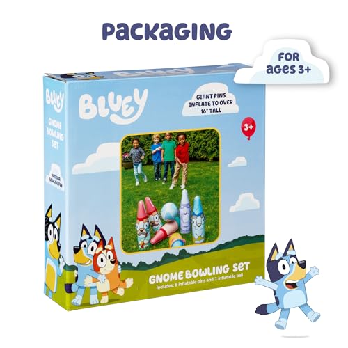 Little Kids BLUEY Inflatable Bowling Set | Indoor Outdoor Kids Bowling Set | 6 Pins and Ball | Christmas Birthday Party Games, Kids Education Motor Skills Toys