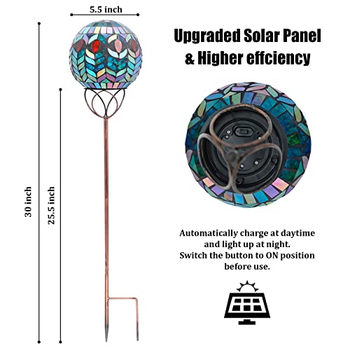 VCUTEKA Solar Outdoor Lights Garden Decor Mosaic Solar Garden Lights Waterproof Glass Ball LED Pathway Stake Light for Landscape Lawn Patio Yard Decoration 6 inch, Colorful - color: Red