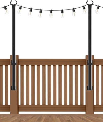 2 Pack String Light Poles,5Ft Metal Poles for Outdoor String Lights,Outdoor Light Poles with Post,Poles/Stand for Outside,Patio,Deck,Backyard,Garden Wedding,Party - size: 2 Pack 5FT String Light Pole
